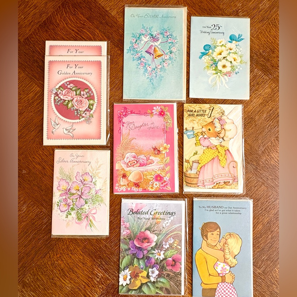 Vintage Assorted Greeting Card Bundle of 9 Unused